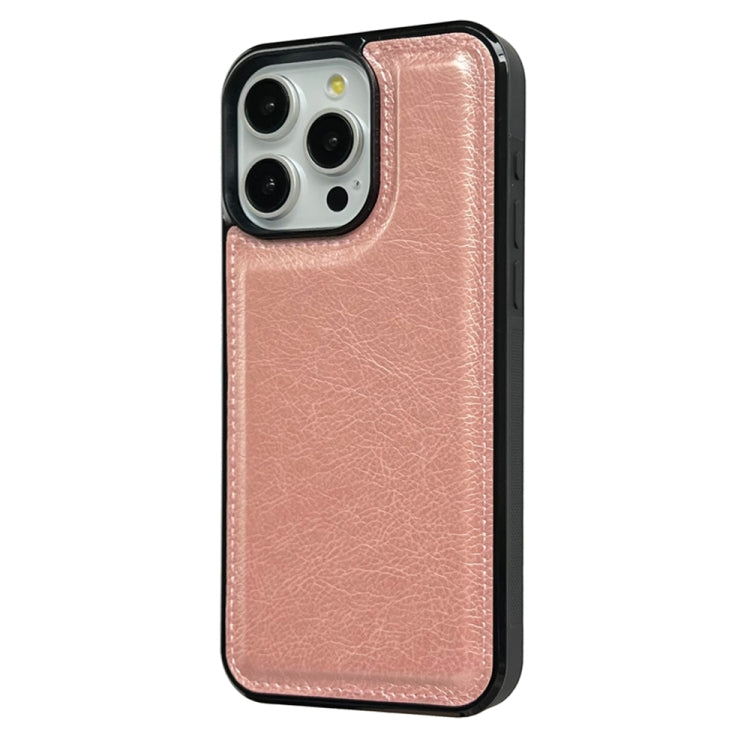 For iPhone 16 Pro Max Cowhide Texture Back Cover Phone Case(Rose Gold) - iPhone 16 Pro Max Cases by buy2fix | Online Shopping UK | buy2fix