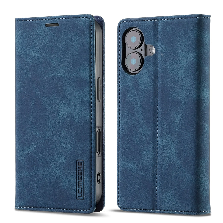 For iPhone 16 LC.IMEEKE Strong Magnetism Microfiber Leather Phone Case(Blue) - iPhone 16 Cases by LC.IMEEKE | Online Shopping UK | buy2fix