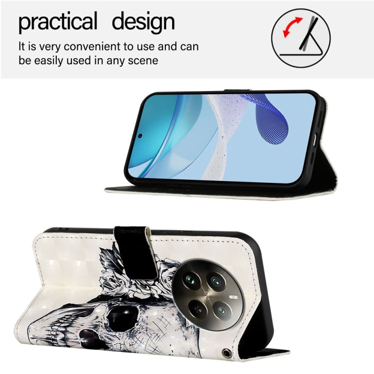 For Realme 12 Pro / Realme 12 Pro+ 3D Painting Horizontal Flip Leather Phone Case(Skull) - Realme Cases by buy2fix | Online Shopping UK | buy2fix