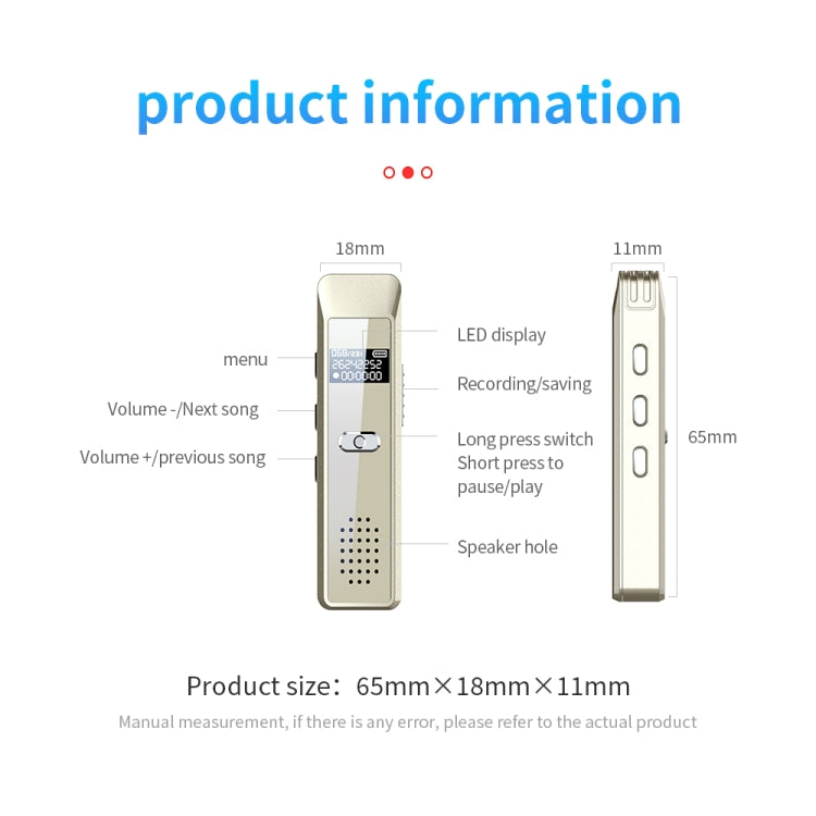 JNN Q7 Mini Portable Voice Recorder with OLED Screen, Memory:8GB(Gold) - Recording Pen by JNN | Online Shopping UK | buy2fix