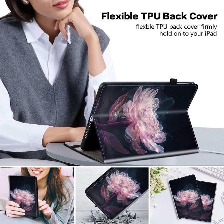 For Huawei MatePad SE 11 2024 Crystal Texture Painted Leather Smart Tablet Case(Purple Peony) - Huawei by buy2fix | Online Shopping UK | buy2fix