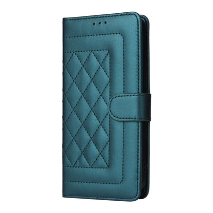 For iPhone 16 Plus Diamond Lattice Leather Flip Phone Case(Green) - iPhone 16 Plus Cases by buy2fix | Online Shopping UK | buy2fix