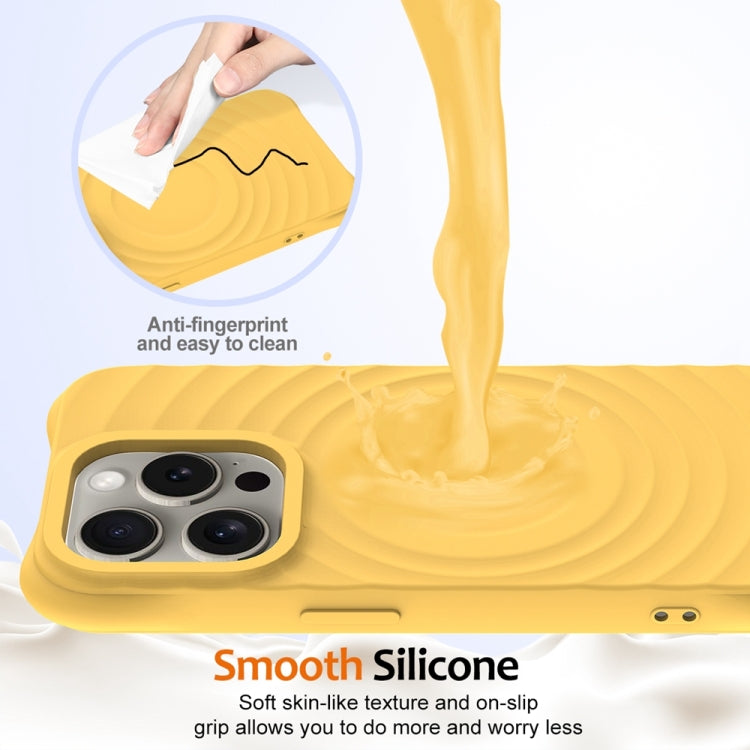 For iPhone 15 Pro Wave Texture MagSafe Magnetic Liquid Silicone Phone Case(Yellow) - iPhone 15 Pro Cases by buy2fix | Online Shopping UK | buy2fix