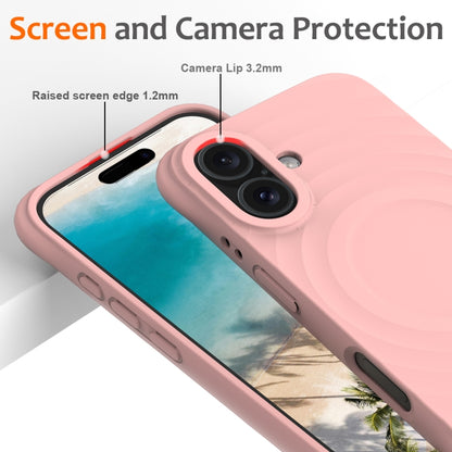 For iPhone 16 Plus Wave Texture MagSafe Magnetic Liquid Silicone Phone Case(Pink) - iPhone 16 Plus Cases by buy2fix | Online Shopping UK | buy2fix