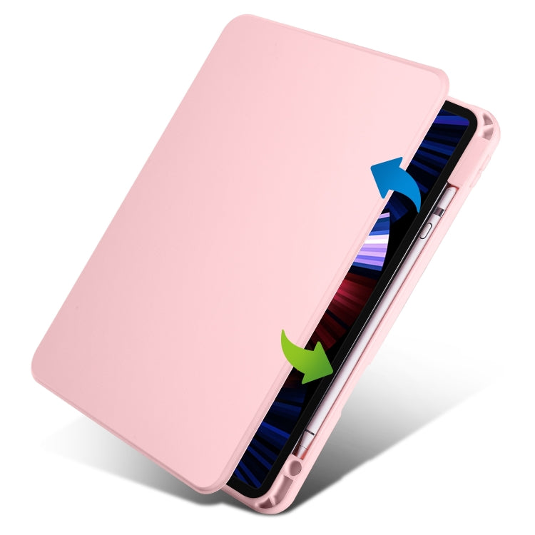 For iPad Air 13 2024 Acrylic 360 Degree Rotation Holder Leather Tablet Case(Sand Pink) - iPad Air 13 2024 Cases by buy2fix | Online Shopping UK | buy2fix