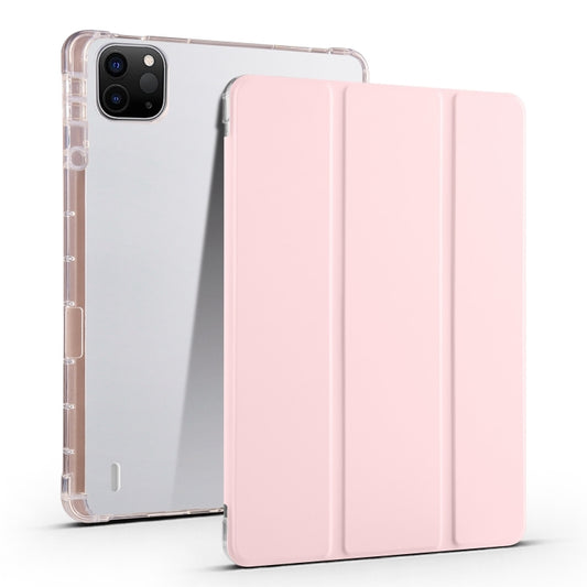 For iPad Pro 11 2024 3-fold Clear TPU Smart Leather Tablet Case with Pen Slot(Sand Pink) - iPad Pro 11 2024 Cases by buy2fix | Online Shopping UK | buy2fix