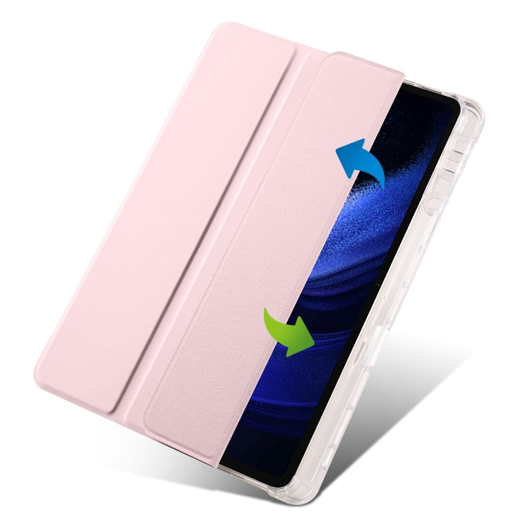 For iPad Air 13 2024 3-fold Clear TPU Smart Leather Tablet Case with Pen Slot(Sand Pink) - iPad Air 13 2024 Cases by buy2fix | Online Shopping UK | buy2fix