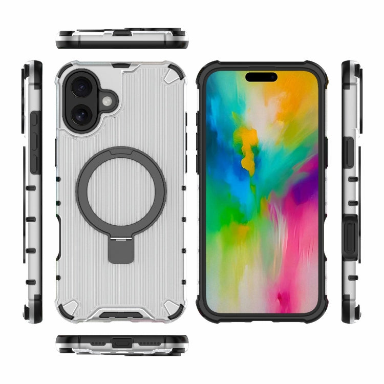 For iPhone 16 Plus Grating Holder Shockproof Phone Case(Transparent) - iPhone 16 Plus Cases by buy2fix | Online Shopping UK | buy2fix