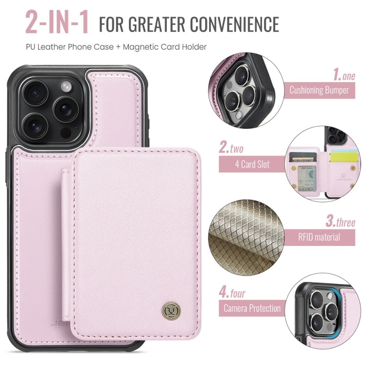 For iPhone 16 Pro JEEHOOD J05 Business Magnetic Style RFID Leather Phone Case(Pink) - iPhone 16 Pro Cases by JEEHOOD | Online Shopping UK | buy2fix