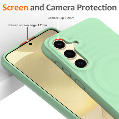 For Samsung Galaxy S25 5G Wave Texture MagSafe Magnetic Liquid Silicone Phone Case(Green) - Galaxy S25 5G Cases by buy2fix | Online Shopping UK | buy2fix