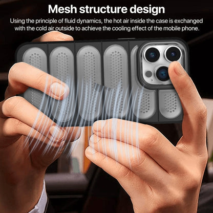 For iPhone 15 Pro Max Cooling Armor Translucent Mesh Breathable Phone Case(Blue) - iPhone 15 Pro Max Cases by buy2fix | Online Shopping UK | buy2fix