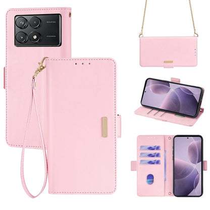 For Xiaomi Redmi K70 5G / K70 Pro 5G Crossbody Chain Leather Phone Case(Pink) - K70 Pro Cases by buy2fix | Online Shopping UK | buy2fix