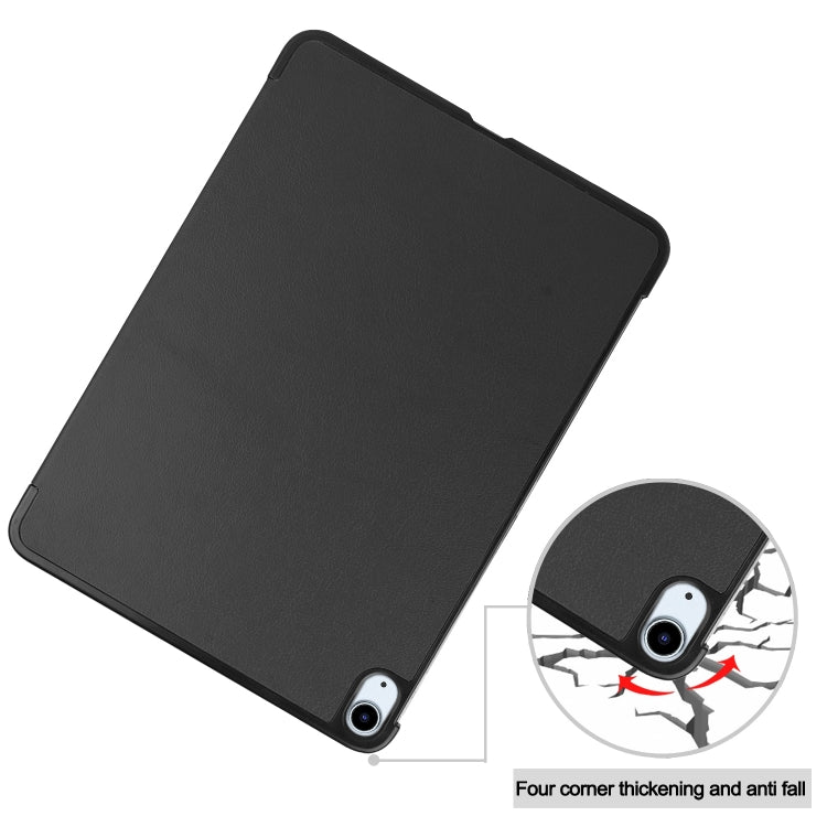 For iPad Air 13 2024 Custer Pure Color 3-Fold Holder Smart Leather Tablet Case(Black) - iPad Air 13 2024 Cases by buy2fix | Online Shopping UK | buy2fix