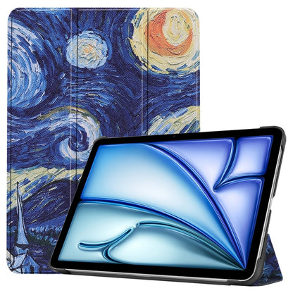 For iPad Air 11 2024 Custer Painted 3-Fold Holder Smart Leather Tablet Case(Starry Sky) - iPad Air 11 2024 Cases by buy2fix | Online Shopping UK | buy2fix