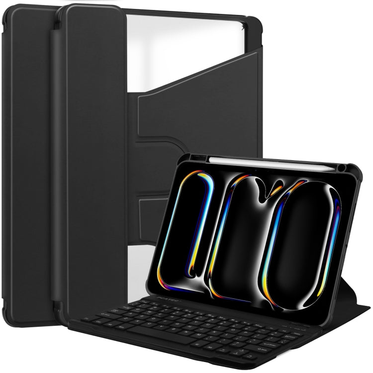 For iPad Pro 11 2024 Transparent Rotation Smart Leather Tablet Case with Keyboard(Black) - iPad Pro 11 2024 Cases by buy2fix | Online Shopping UK | buy2fix