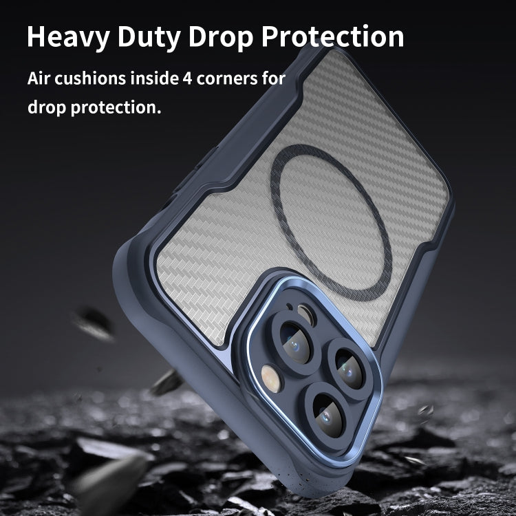 For iPhone 14 Pro Max Carbon Fiber Texture MagSafe Translucent Phone Case(Blue) - iPhone 14 Pro Max Cases by buy2fix | Online Shopping UK | buy2fix