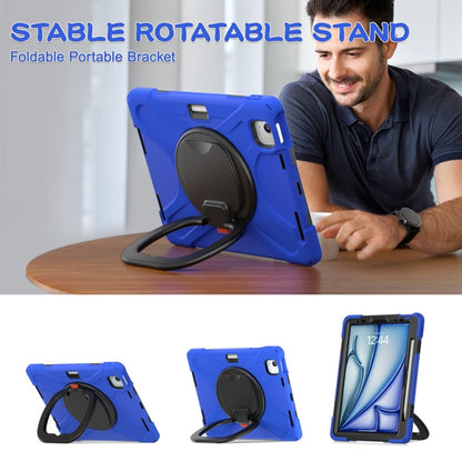 For iPad Air 11 2024 Silicone Hybrid PC Tablet Case with Holder & Shoulder Strap(Blue) - iPad Air 11 2024 Cases by buy2fix | Online Shopping UK | buy2fix