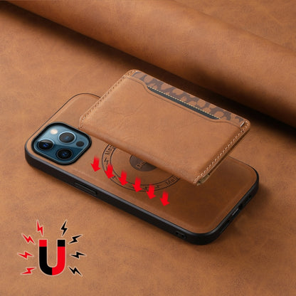 For iPhone 12 Pro Denior D13 Retro Texture Leather MagSafe Card Bag Phone Case(Brown) - iPhone 12 / 12 Pro Cases by Denior | Online Shopping UK | buy2fix