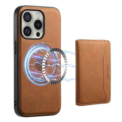 For iPhone 16 Pro Max Denior D13 Retro Texture Leather MagSafe Card Bag Phone Case(Brown) - iPhone 16 Pro Max Cases by Denior | Online Shopping UK | buy2fix