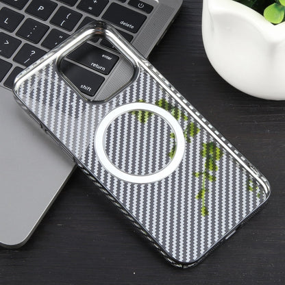 For iPhone 15 Pro Max 6D Plated Carbon Fiber Clear Magsafe PC Phone Case(Starry Black) - iPhone 15 Pro Max Cases by buy2fix | Online Shopping UK | buy2fix