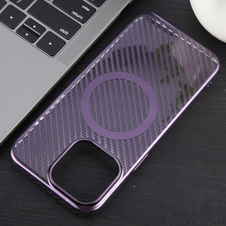 For iPhone 12 Pro 6D Plated Carbon Fiber Clear Magsafe PC Phone Case(Aurora Purple) - iPhone 12 / 12 Pro Cases by buy2fix | Online Shopping UK | buy2fix