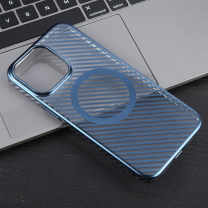 For iPhone 12 Pro 6D Plated Carbon Fiber Clear Magsafe PC Phone Case(Dream Blue) - iPhone 12 / 12 Pro Cases by buy2fix | Online Shopping UK | buy2fix