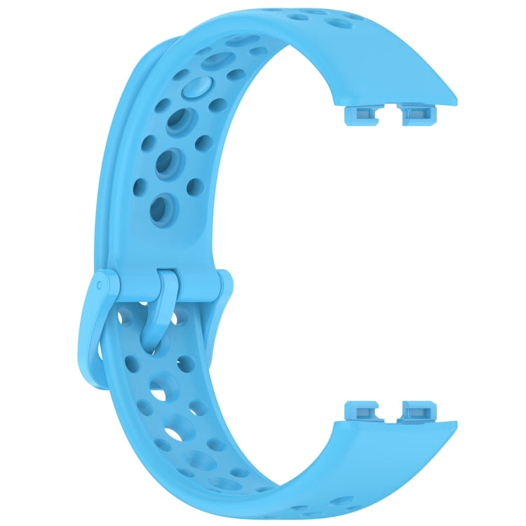 For Huawei Band 9 / 9 NFC / 8 / 8 NFC Round Hole Nail Button Silicone Watch Band(Sky Blue) - Watch Bands by buy2fix | Online Shopping UK | buy2fix