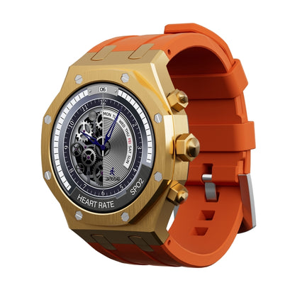 WS-18 1.43 inch IP67 Sport Smart Watch, Support Bluetooth Call / Sleep / Blood Oxygen / Heart Rate / Blood Pressure Health Monitor(Gold+Orange) - Smart Watches by buy2fix | Online Shopping UK | buy2fix