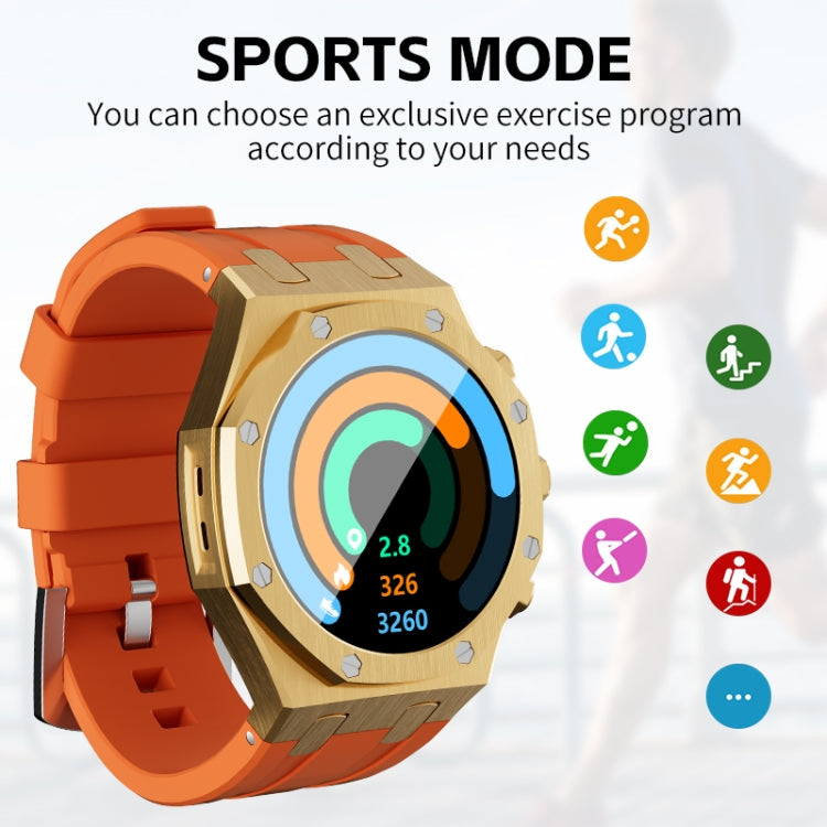 WS-18 1.43 inch IP67 Sport Smart Watch, Support Bluetooth Call / Sleep / Blood Oxygen / Heart Rate / Blood Pressure Health Monitor(Gold+Orange) - Smart Watches by buy2fix | Online Shopping UK | buy2fix