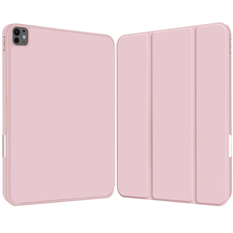 For iPad Pro 11 2024 3-fold TPU Smart Leather Tablet Case with Pen Slot(Pink) - iPad Pro 11 2024 Cases by buy2fix | Online Shopping UK | buy2fix