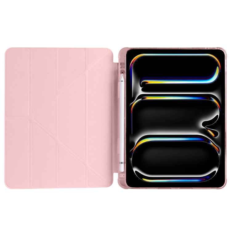 For iPad Pro 11 2024 Multi-folding TPU Leather Smart Tablet Case with Pen Slot(Pink) - iPad Pro 11 2024 Cases by buy2fix | Online Shopping UK | buy2fix