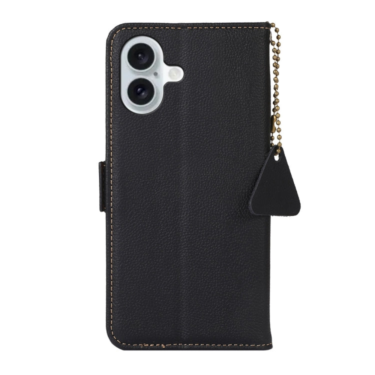 For iPhone 16 Plus Side-Magnetic TJ Genuine Leather RFID Phone Case(Black) - iPhone 16 Plus Cases by buy2fix | Online Shopping UK | buy2fix