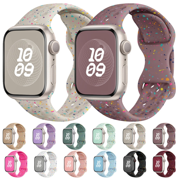 For Apple Watch Series 7 45mm Hole Style Butterfly Buckle Camouflage Silicone Watch Band(Light Mint) - Watch Bands by buy2fix | Online Shopping UK | buy2fix