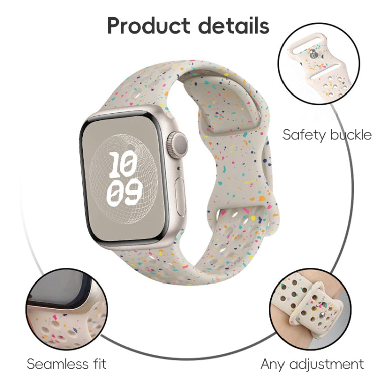 For Apple Watch Series 4 40mm Hole Style Butterfly Buckle Camouflage Silicone Watch Band(Milk Tea) - Watch Bands by buy2fix | Online Shopping UK | buy2fix
