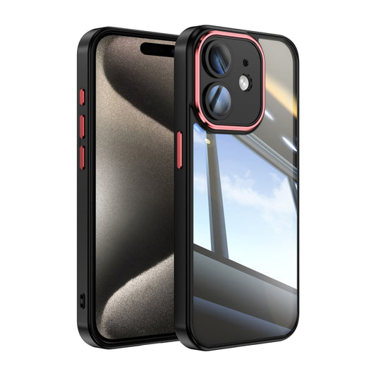 For iPhone 12 Acrylic Hybrid TPU Armor Shockproof Phone Case(Black Red) - iPhone 12 / 12 Pro Cases by buy2fix | Online Shopping UK | buy2fix