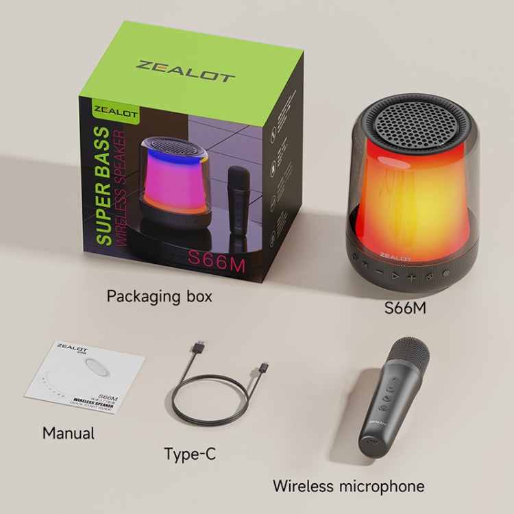 Zealot S66M RGB Rhythmic Light Karaoke Wireless Speaker, Style:Single Mic(Black) - Desktop Speaker by ZEALOT | Online Shopping UK | buy2fix