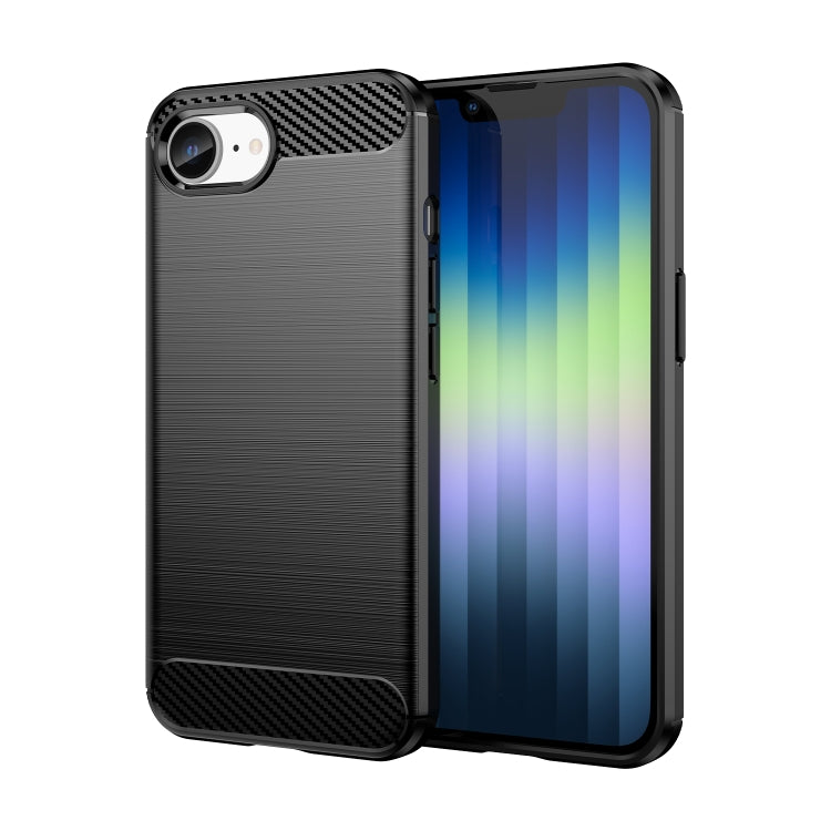 For iPhone SE 2024 Brushed Texture Carbon Fiber TPU Phone Case(Black) - More iPhone Cases by buy2fix | Online Shopping UK | buy2fix