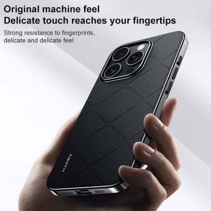 For iPhone 16 Pro Plain Leather PC Phone Case(Black) - iPhone 16 Pro Cases by buy2fix | Online Shopping UK | buy2fix