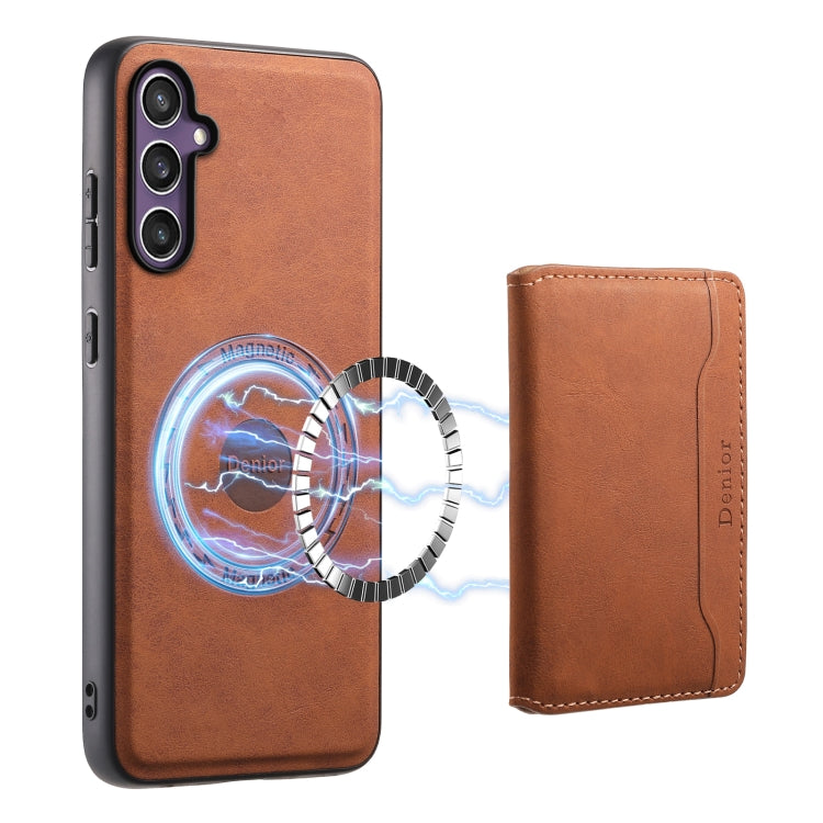 For Samsung Galaxy S23 FE 5G Denior D13 Retro Texture Leather MagSafe Card Bag Phone Case(Brown) - Galaxy S23 FE 5G Cases by Denior | Online Shopping UK | buy2fix
