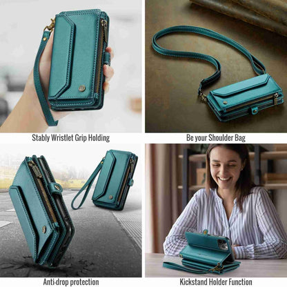 For iPhone 11 Pro CaseMe C36 Card Slots Zipper Wallet RFID Anti-theft Leather Phone Case(Blue-green) - iPhone 11 Pro Cases by CaseMe | Online Shopping UK | buy2fix