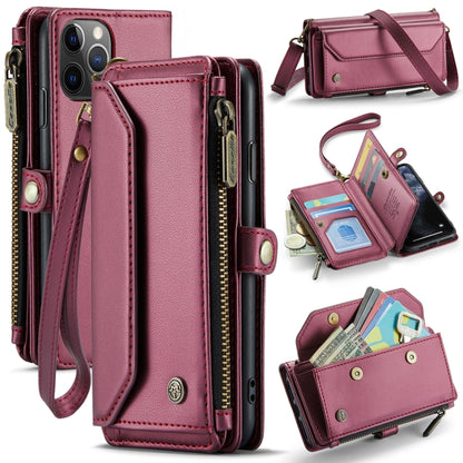 For iPhone 11 Pro CaseMe C36 Card Slots Zipper Wallet RFID Anti-theft Leather Phone Case(Wine Red) - iPhone 11 Pro Cases by CaseMe | Online Shopping UK | buy2fix