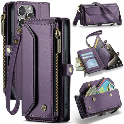 For iPhone 15 Pro Max CaseMe C36 Card Slots Zipper Wallet RFID Anti-theft Leather Phone Case(Purple) - iPhone 15 Pro Max Cases by CaseMe | Online Shopping UK | buy2fix