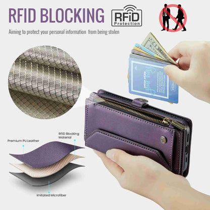 For iPhone 15 Pro Max CaseMe C36 Card Slots Zipper Wallet RFID Anti-theft Leather Phone Case(Purple) - iPhone 15 Pro Max Cases by CaseMe | Online Shopping UK | buy2fix