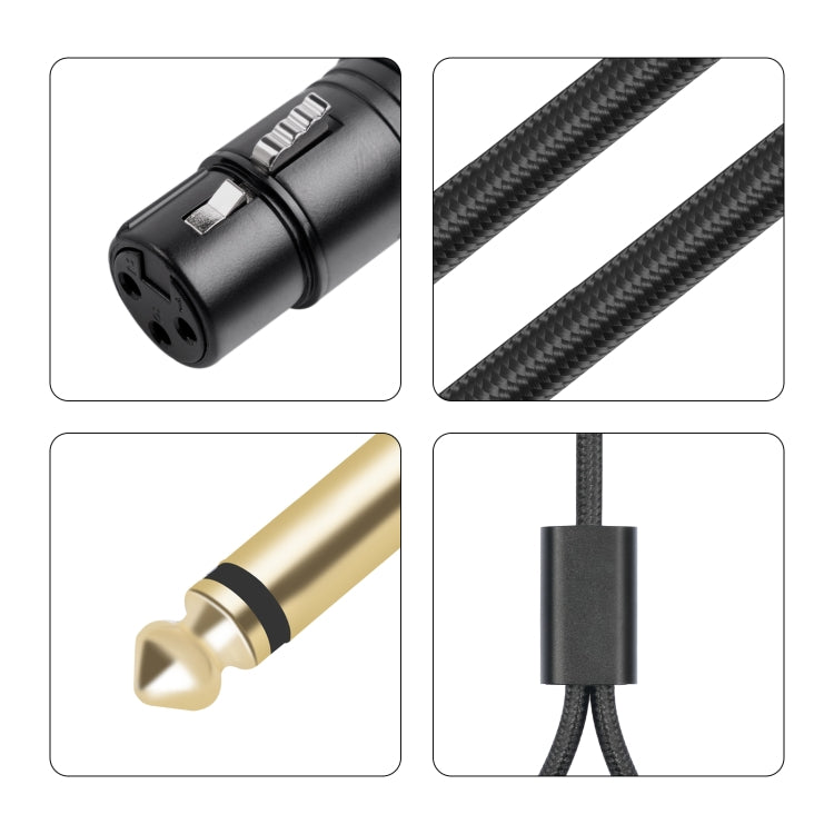 2020Y63 XLR Female to Dual 6.35mm 1/4 TRS Male Y-type Audio Cable, Length:2m(Black) - Microphone Audio Cable & Connector by buy2fix | Online Shopping UK | buy2fix