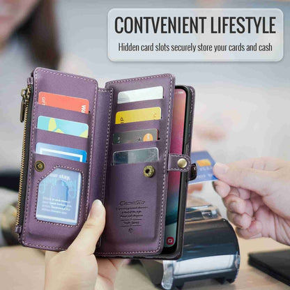 For Samsung Galaxy A24 CaseMe C36 Card Slots Zipper Wallet RFID Anti-theft Leather Phone Case(Purple) - Galaxy Phone Cases by CaseMe | Online Shopping UK | buy2fix