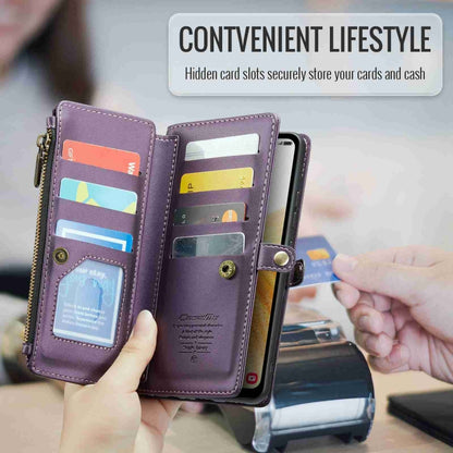 For Samsung Galaxy A33 5G CaseMe C36 Card Slots Zipper Wallet RFID Anti-theft Leather Phone Case(Purple) - Galaxy Phone Cases by CaseMe | Online Shopping UK | buy2fix