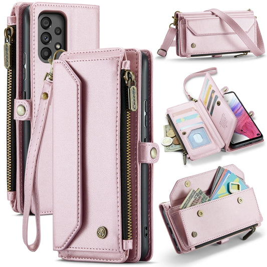 For Samsung Galaxy A53 5G CaseMe C36 Card Slots Zipper Wallet RFID Anti-theft Leather Phone Case(Pink) - Galaxy Phone Cases by CaseMe | Online Shopping UK | buy2fix