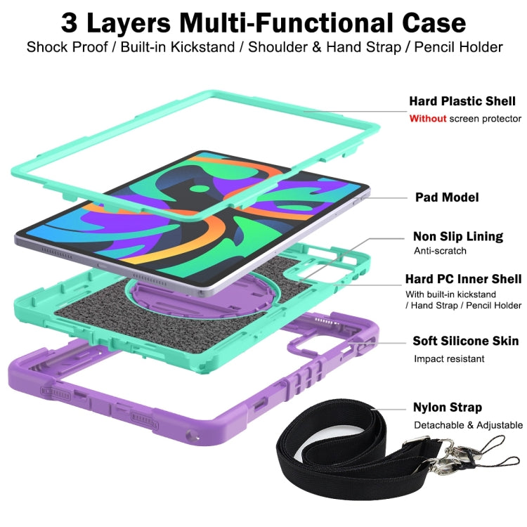 For Lenovo Tab M11 / Xiaoxin Pad 11 2024 360 Degree Rotation PC Contrast Silicone Tablet Case(Purple + Mint Green) - Lenovo by buy2fix | Online Shopping UK | buy2fix