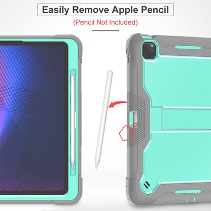 For iPad Pro 13 2024 Shockproof Silicone Hybrid PC Tablet Case with Holder(Mint Green + Grey) - iPad Pro 13 2024 Cases by buy2fix | Online Shopping UK | buy2fix