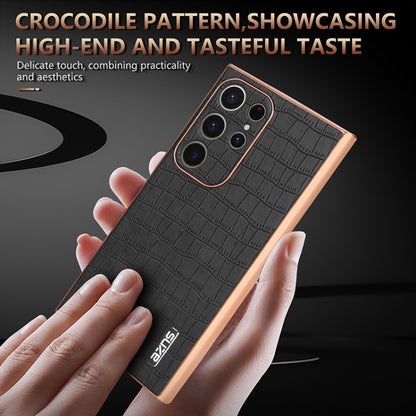 For Samsung Galaxy S24 Ultra 5G AZNS Electroplated Frame Crocodile Texture Full Coverage Phone Case(Brown) - Galaxy S24 Ultra 5G Cases by AZNS | Online Shopping UK | buy2fix